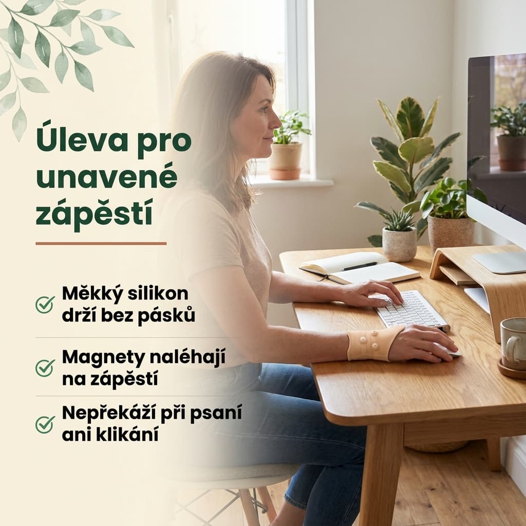 Magnetická gelová bandáž na zápěstí – měkký silikon a magnety proti bolesti